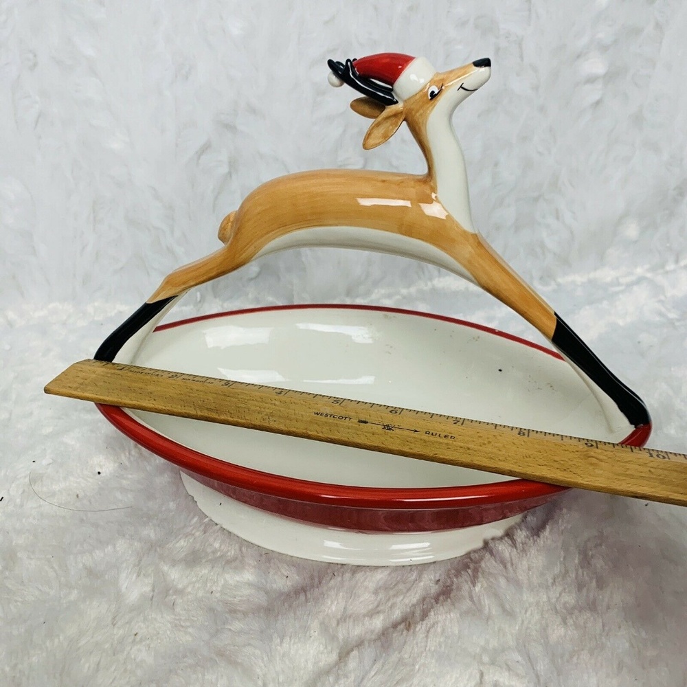 ❌SOLD❌Dept 56 Reindeer Christmas Basket Ceramic - Picture 7 of 7